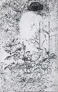 Carl Larsson A Rose and a Back Etching oil painting